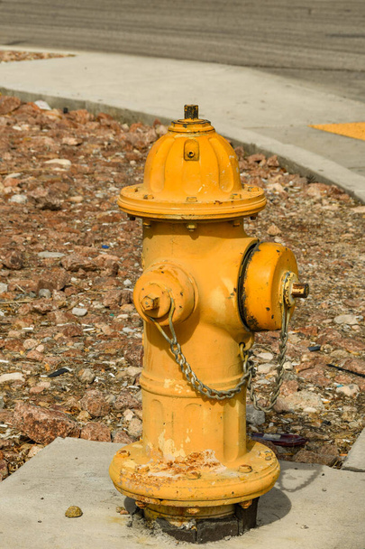 LAS VEGAS, NEVADA, USA - FEBRUARY 2019: Close up view of a fire hydrant on a widewalk in Las Vegas. - Fotoğraf, Görsel