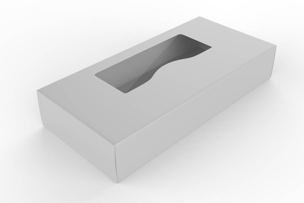пакетна коробка з прозорим пластиковим вікном. Упаковка продуктів. 3d ілюстрація
 - Фото, зображення