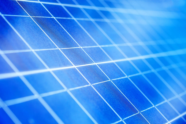 Detailní záběr na detaily solárního panelu. Modrá barva - Fotografie, Obrázek