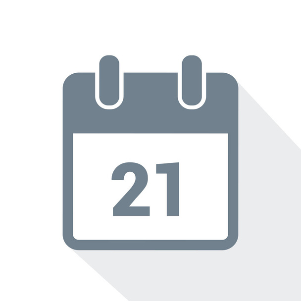 einfaches Kalendersymbol 21 auf weißem Hintergrund - Vektor, Bild