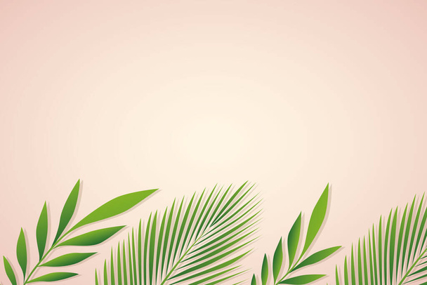 heldere achtergrond met palmbladeren en kopieer ruimte - Vector, afbeelding