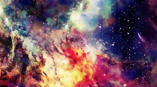 Kosmische ruimte en sterren, kleur kosmische abstracte achtergrond. Grafisch effect - Foto, afbeelding