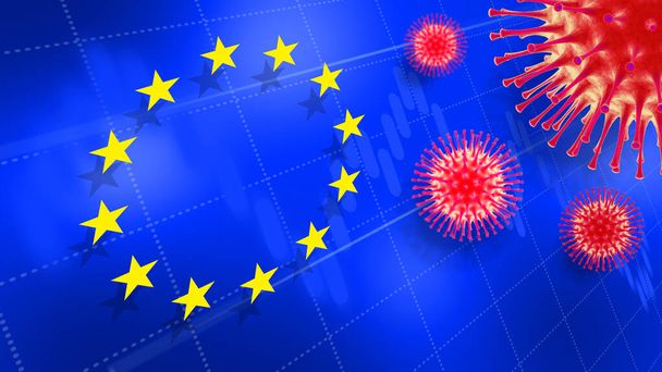 Coronavirus valt de Europese Unie aan. Economische gevolgen. CoronaVirus Alert.  - Foto, afbeelding