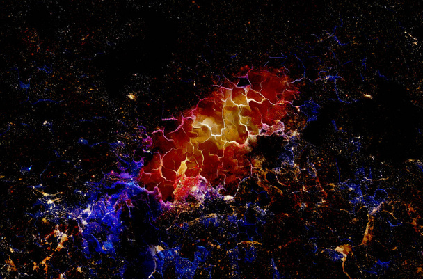 Kosmischer Raum und Sterne, Farbe kosmischen abstrakten Hintergrund. Knistereffekt - Foto, Bild