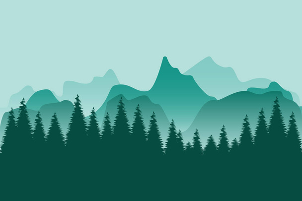 димчастий гірський ландшафтний ліс силует Векторні ілюстрації
 - Вектор, зображення