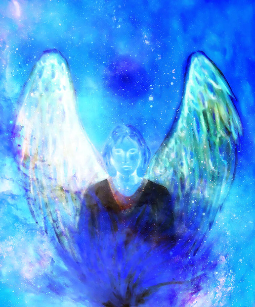 宇宙空間における霊天使。絵画・グラフィック効果 - 写真・画像
