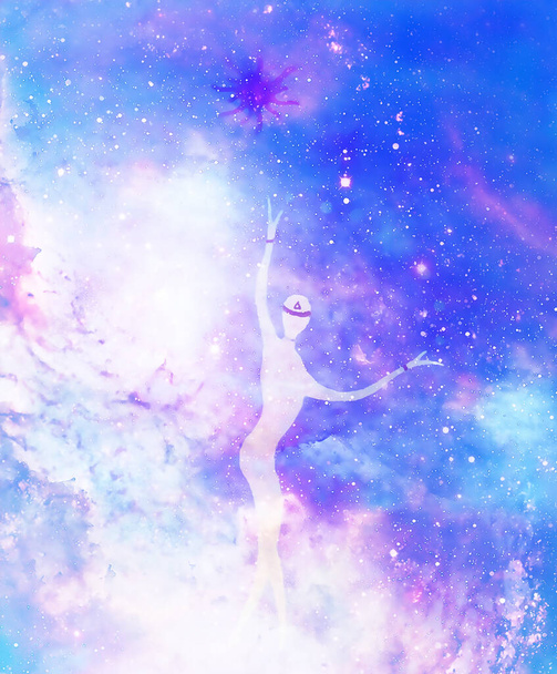 Spiritual beings in the universe. Painting and graphic effect - Photo, Image