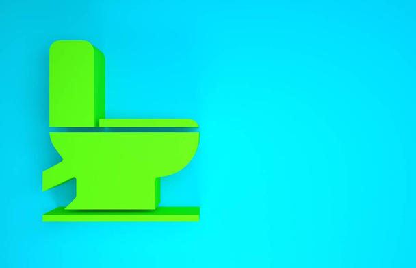 Значок зеленого унітазу ізольовано на синьому фоні. Концепція мінімалізму. 3D ілюстрація 3D рендеринга
 - Фото, зображення
