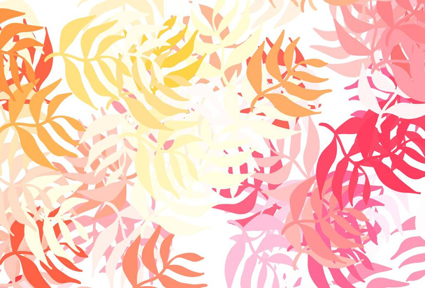 Rojo claro, amarillo vector doodle telón de fondo con hojas. Ilustración abstracta geométrica moderna con hojas. Una nueva textura para su diseño de papel pintado
. - Vector, Imagen