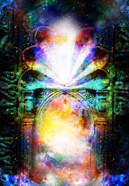 portal de entrada con estructura ornamental en un entorno cósmico
 - Foto, Imagen