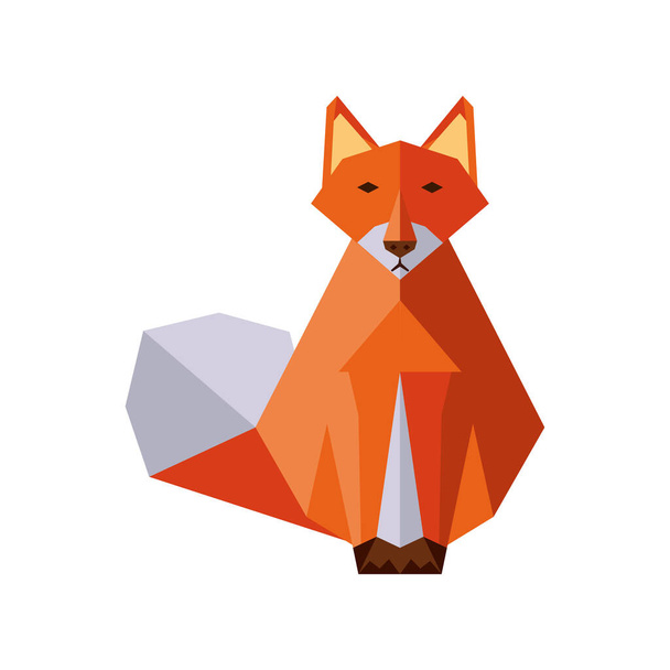 fox geometric wild animals on white background - Vector, afbeelding