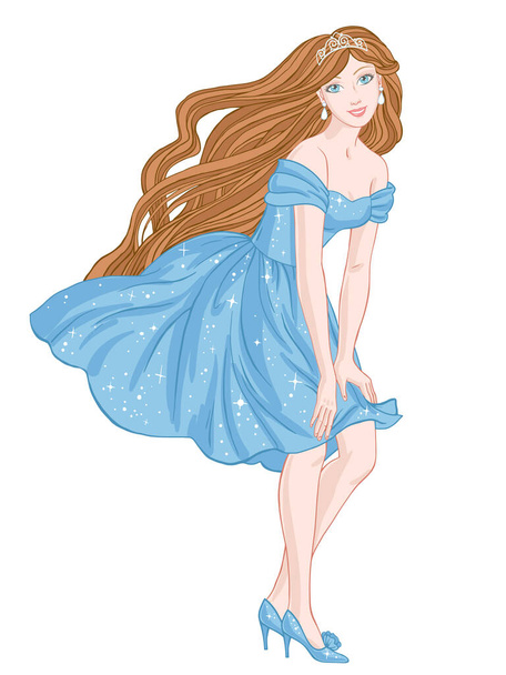 Beautiful fairy, hand drawn vector illustration on a white background. - Vektör, Görsel