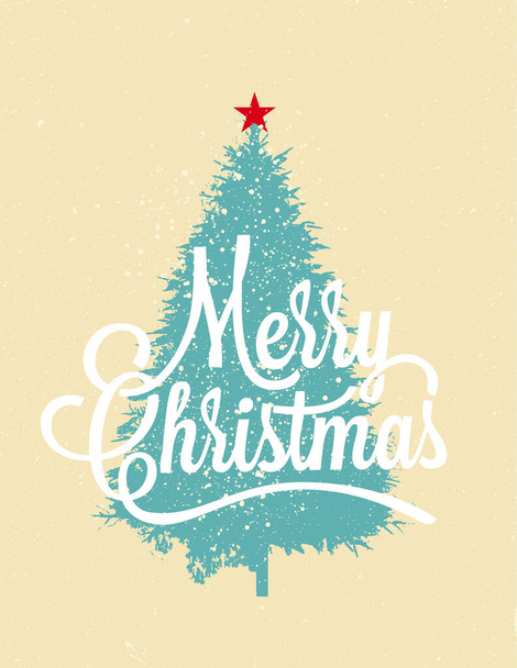 Merry Christmas card design with christmas tree. Vector illustration. - Vecteur, image