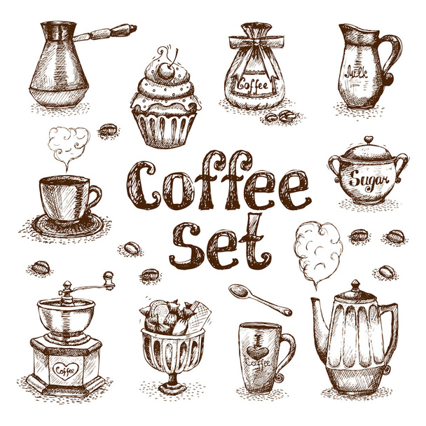 Kaffee-Set - Vektor, Bild