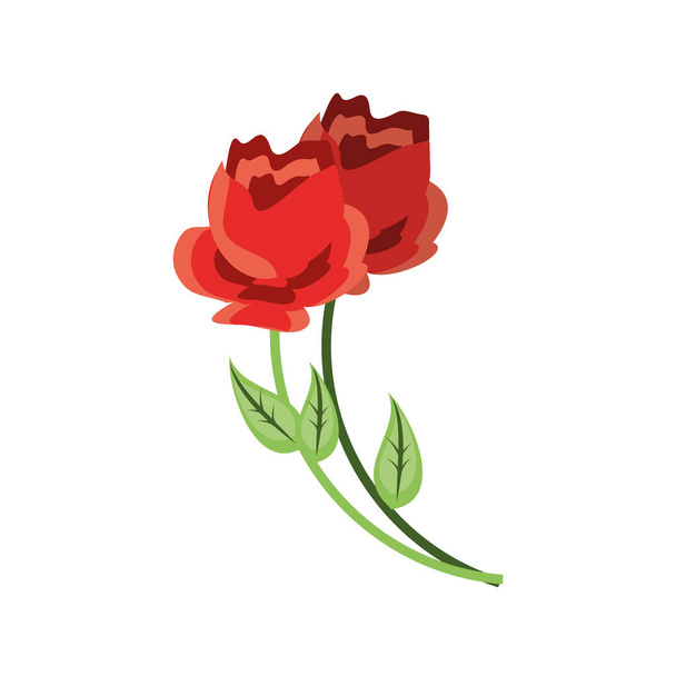 Rose mit Blatt auf weißem Hintergrund - Vektor, Bild