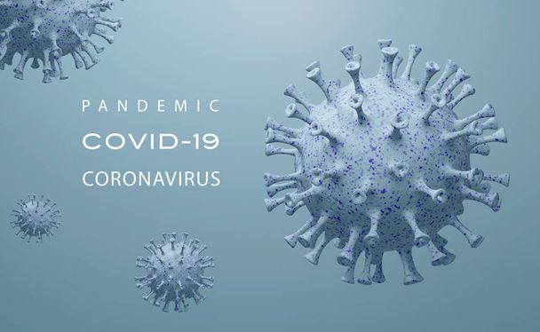 Poster Pandemic coronavirus abstraction warning about the infection of people, the possibility of infection by futuristic 3D rendering. - Photo, Image