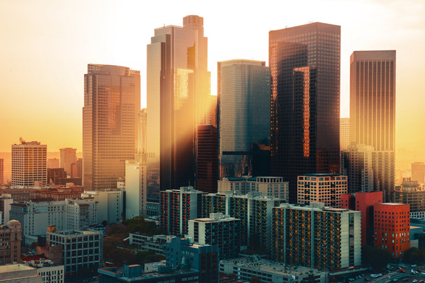 Los Angeles downtown skyline at sunset - Photo, Image