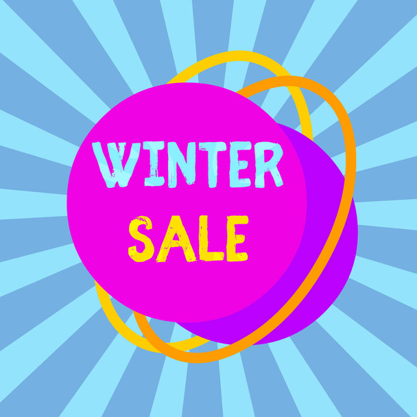 Text sign showing Winter Sale. Conceptual photo Discounts offered at the end of year Holiday sales lower prices Asymmetrical uneven shaped format pattern object outline multicolour design. - Photo, Image