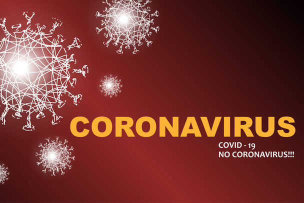 Desenho vermelho com silhuetas leves de elementos de coronavírus, prevenção de infecções virais. Composição da gripe asiática
 - Vetor, Imagem