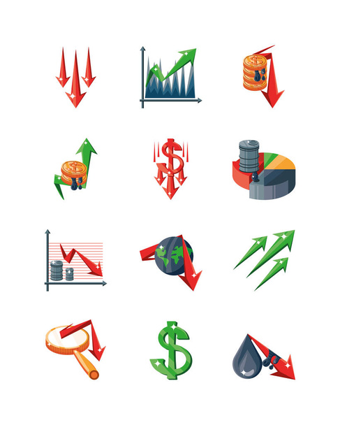 conjunto de iconos precio del petróleo sobre fondo blanco
 - Vector, imagen
