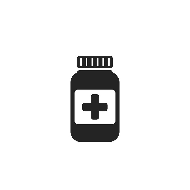 Medizinflaschen-Ikone. medizinisches und pharmazeutisches Designelement. Einfacher Stil isolierte Vektor Medikament Symbol - Vektor, Bild