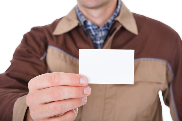 Man Holding Blank Visiting Card - 写真・画像