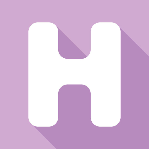 H betű jel design sablon elem. Fehér ikon hosszú árnyék lila háttér. - Vektor, kép