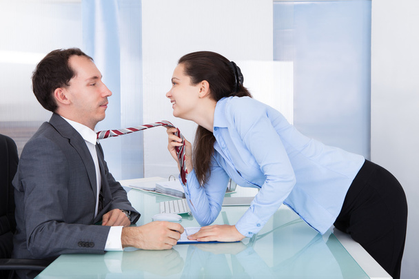 Couple Flirting In Office - Photo, Image