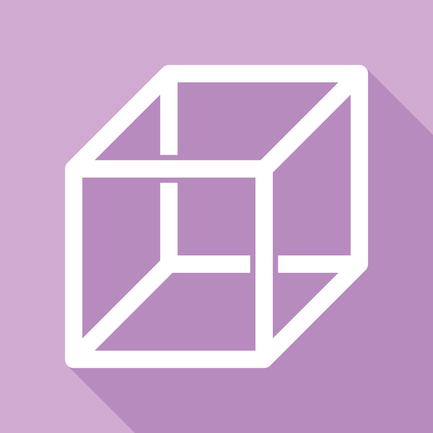 Signo de cubo con cable con costillas visibles. Icono blanco con sombra larga sobre fondo púrpura
. - Vector, Imagen