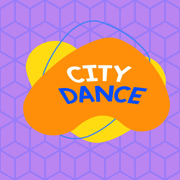 Conceptual hand writing showing City Dance. Business photo showcasing activity of dancing for pleasure or in order to entertain others Asymmetrical format pattern object outline multicolor design. - Photo, Image