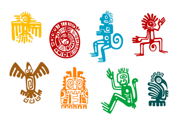 abstraktní symboly maya a aztécké umění - Vektor, obrázek