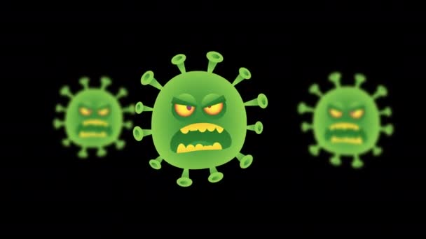 Virus wird wütend und beißt zu. Charakteranimation. Transparenter Hintergrund. Schleifenanimation. Bewegungsgrafik - Filmmaterial, Video