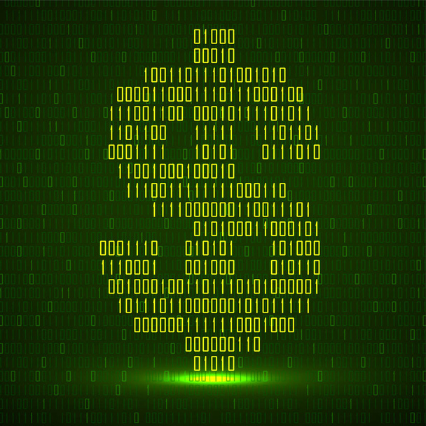 Αφηρημένο σύμβολο του δυαδικού κώδικα με φως νέον, λογότυπο τεχνολογίας - Διάνυσμα, εικόνα