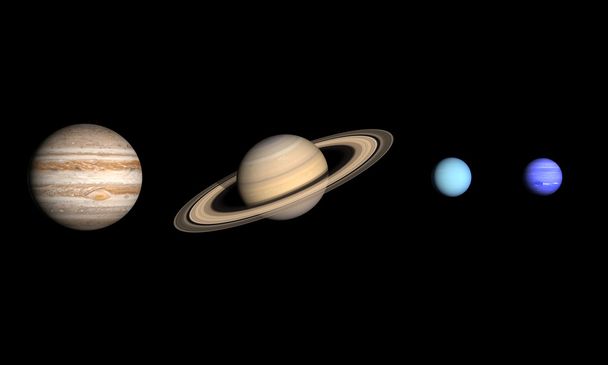 Planeetat Jupiter Saturnus Uranus ja Neptunus
 - Valokuva, kuva