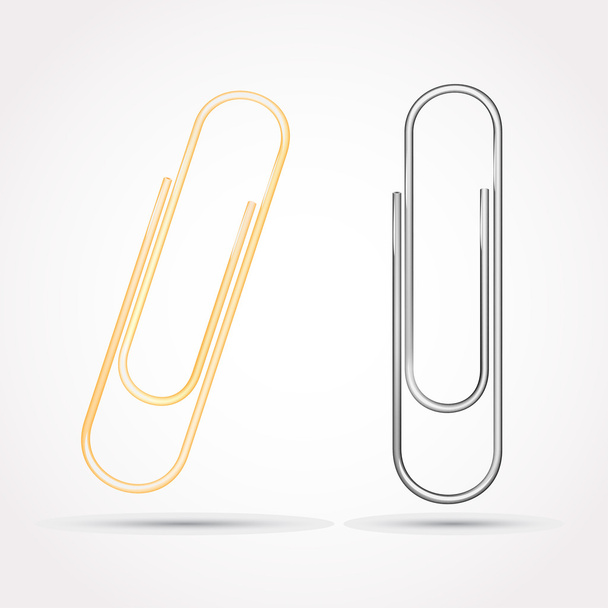 Silver and gold paper clips - Vector, Image