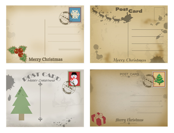 Christmas of old postal cards - Vector, Image