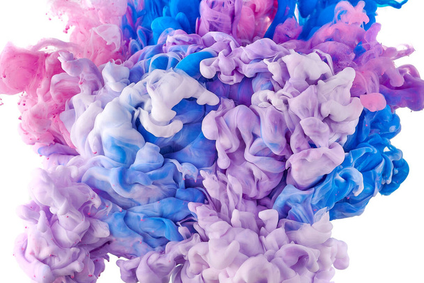Tinta en el agua. Splash mezcla de pintura acrilica. Colorante líquido multicolor. Escultura abstracta color de fondo
 - Foto, imagen