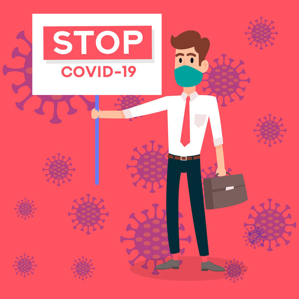 Stop Coronavirus Coronavirus Bacteria Cell Icon, 2019-nCoV Novel Coronavirus Bacteria. Conceptos pandémicos Célula peligrosa del Coronavirus en China, Wuhan. Antecedentes Redes Sociales Web Banner
 - Vector, Imagen