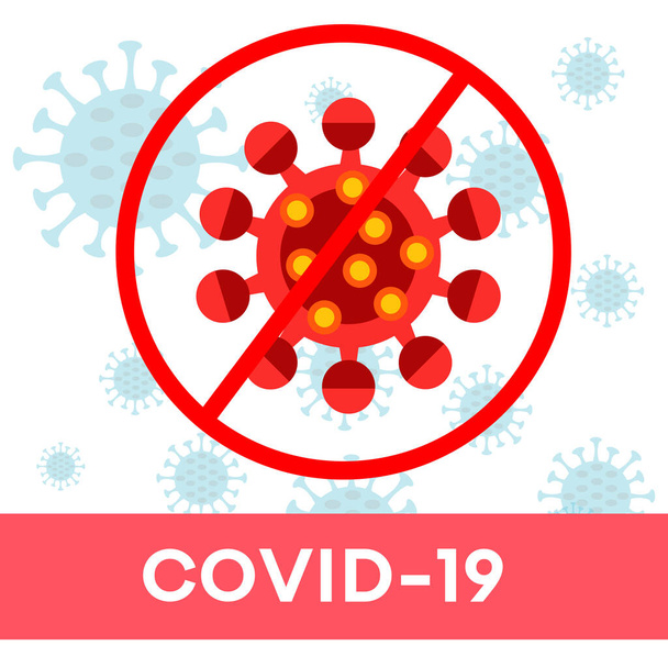 Stop Coronavirus Coronavirus Bacteria Cell Icon, 2019-nCoV Novel Coronavirus bakterie. Koncepcje pandemii Niebezpieczna komórka koronawirusowa w Chinach, Wuhan. Tło Social Media Web Banner - Wektor, obraz