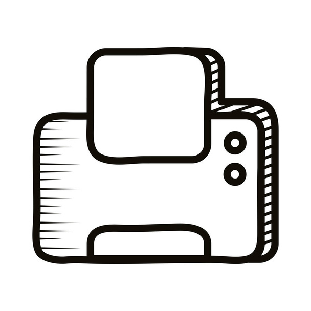 printer machine doodle lijn stijl pictogram - Vector, afbeelding