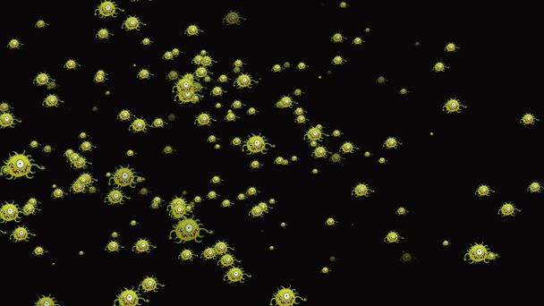 Coronavirus Covid-19 ilustración de Neumonía Infectada por Virus 2019-ncov en sangre. Virus Médico modelos realistas. Papel pintado de Coronavirus. Microorganismos, bacterias patógenas
. - Foto, Imagen