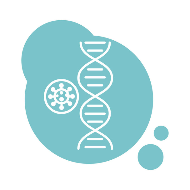 covid19ウイルス粒子DNA分子ブロックスタイル - ベクター画像