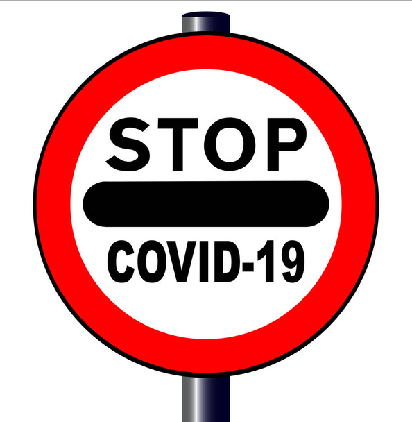 A large stop Covid-19 sign isolated over a white background - Vector, afbeelding