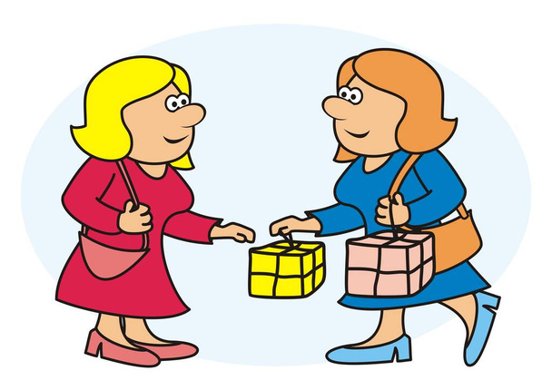 mujeres y compras, ilustración vectorial
 - Vector, imagen