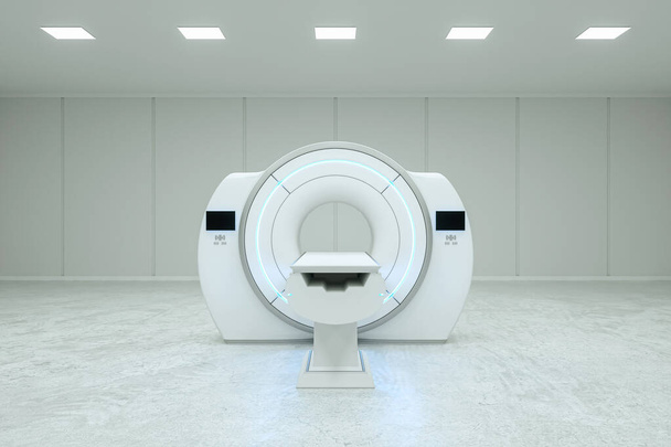 MRI, Complete CAT Scan System in a Hospital Environment. Concept medicine, technology, future. 3D rendering, 3D illustration, copy space - 写真・画像