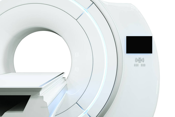 MRI machine, magnetic resonance imaging machine isolated on white background. Concept medicine, technology, future. 3D rendering, 3D illustration, copy space - Photo, Image
