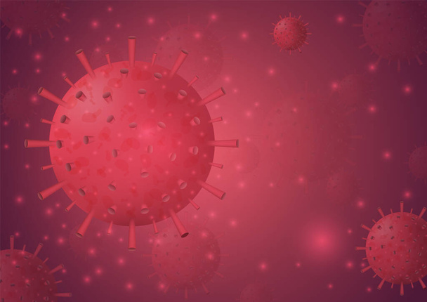 Wirus COVID-19 tło i niebezpieczne komórki, ciężkie choroby zakaźne o konstrukcji wektorowej - Wektor, obraz