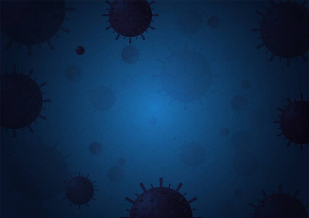 Virus COVID-19 Hintergrund und Gefährliche Zellen, schwere übertragbare Krankheiten mit Vektordesign - Vektor, Bild