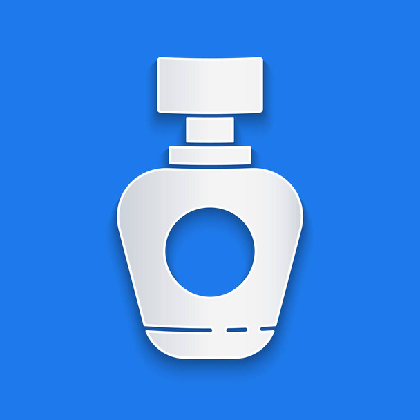 Papier découpé icône parfum isolé sur fond bleu. Style art du papier. Illustration vectorielle - Vecteur, image
