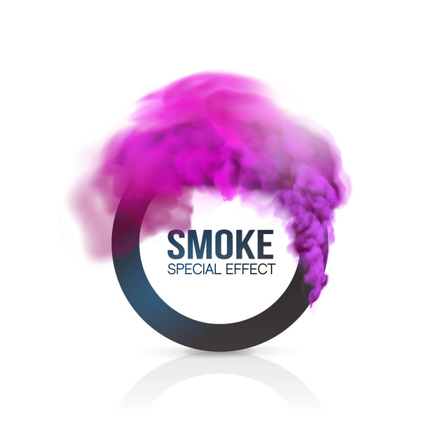 Ρεαλιστικός πολύχρωμος καπνός σε λευκό φόντο. απομονωμένη ομίχλη ή καπνός, διαφανές ειδικό εφέ. Φωτεινό μαγικό νέφος.Αφηρημένη απεικόνιση για το σχεδιασμό ενός banner, διαφήμιση ή ιστοσελίδα - Διάνυσμα, εικόνα